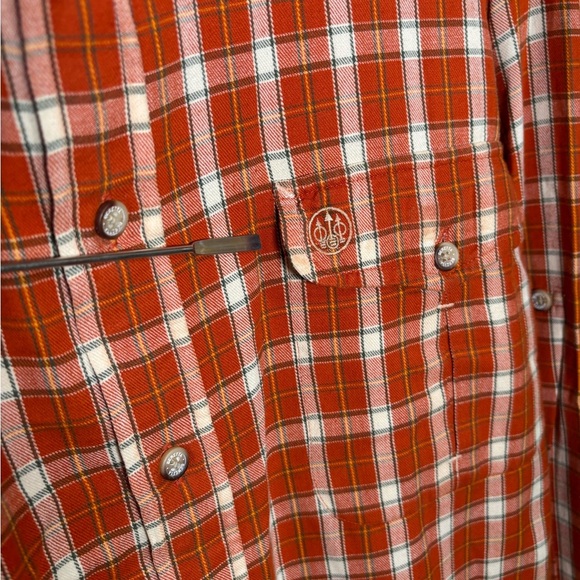 Beretta Orange Plaid Shooting Shirt with Recoil Pad Size XL - Picture 3 of 4